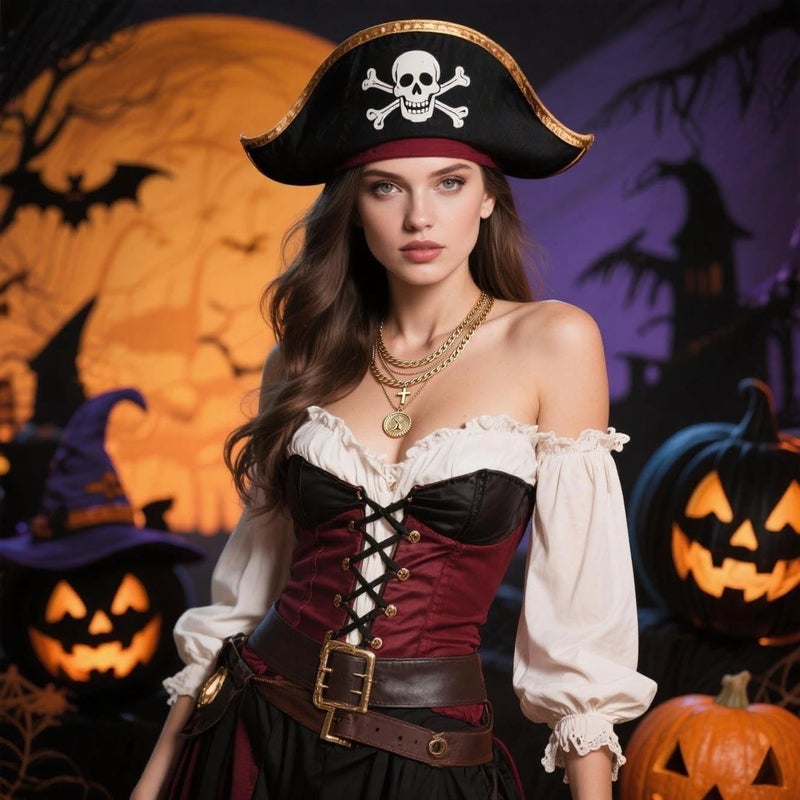 Lookray Gold Pirate Necklace for Women Layered Chunky Pirate Costume Jewelry Hip Hop 80s 90s Coin Pendant Necklace Halloween Pirate Costume Accessories - Image 2